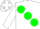 Silk - White, Kelly Green large spots, White Dot