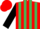 Silk - RED & EMERALD GREEN STRIPES, black sleeves, red cap