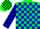 Silk - Green, Black 'S', Blue Blocks on Black