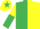 Silk - EMERALD GREEN & YELLOW HALVED, sleeves reversed, yellow cap, emerald green star