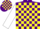 Silk - PURPLE & YELLOW CHECK,white sleeves,purple & yellow check cap