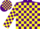 Silk - Purple, yellow 'SR', yellow blocks on