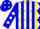 Silk - Blue, yellow stripes, white diamonds,