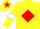 Silk - Yellow, Red diamond, Yellow sleeves, White armlets, Yellow cap, Red star