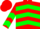 Silk - Red and Green chevrons, Green