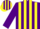 Silk - PURPLE & YELLOW STRIPES, purple sleeves, striped cap