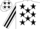 Silk - WHITE, black stars, striped sleeves, white cap, black stars