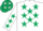Silk - WHITE, dark green stars