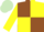Silk - BROWN AND YELLOW QUARTERED, yellow sleeves, light green cap
