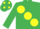 Silk - EMERALD GREEN, large yellow spots, emerald green cap, yellow spots