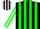 Silk - Black, White 'O', Green Stripes on White