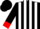 Silk - Black, white panels, red cuffs on white