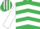 Silk - EMERALD GREEN & WHITE CHEVRONS, white sleeves, striped cap