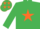 Silk - EMERALD GREEN, orange star, emerald green cap, orange stars