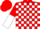 Silk - RED, white blocks, red and white halved
