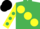 Silk - EMERALD GREEN, large yellow spots, yellow sleeves, em.green spots, black cap