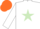 Silk - WHITE, light green star, orange cap