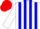 Silk - White, red and blue stripes, red cap