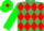 Silk - EMERALD GREEN & RED DIAMONDS, em. green slvs, em. green cap, red diamond
