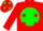 Silk - Red, Red 'BOT' on Green disc, Red spots