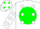 Silk - White, Green disc, White spots on Green