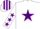 Silk - WHITE, purple star, purple stars on sleeves, striped cap