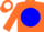 Silk - Orange, White 'P' on Blue disc on Back,