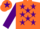 Silk - ORANGE, purple stars, purple sleeves, orange cap, purple star
