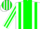 Silk - White, Green Panel, Green Stripes on