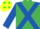 Silk - EMERALD GREEN,royal blue cross belts,royal blue sleeves,yellow cap,green spots