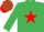 Silk - EMERALD GREEN, red star, check cap