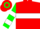 Silk - Red, Green and White Hoop, Green Bars on