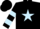 Silk - BLACK, light blue star, hooped sleeves, black cap