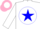 Silk - White, Pink Star on Blue disc, Pink