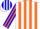 Silk - White, Blue Trimmed Orange Stripes