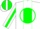 Silk - White, Green Circle 'DE', Green Stripe