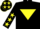 Silk - Black, Yellow inverted triangle, Black sleeves, Yellow stars and stars on cap