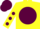 Silk - Yellow, Maroon disc and spots on sleeves, Maroon cap