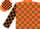 Silk - Orange, Black 'TJG', Brown Blocks on