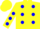 Silk - YELLOW, blue circled 'W' and spots,