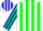 Silk - White, blue and green stripes, white