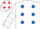 Silk - White, Royal Blue spots, Royal Blue and White chevrons on sleeves, White cap, Red spots