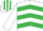 Silk - White and emerald green chevrons, striped cap