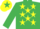 Silk - EMERALD GREEN, yellow stars, yellow cap, emerald green star