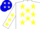 Silk - White, Blue 'HB', Blue & Yellow Stars On