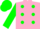 Silk - Pink, Green spots, Green Sleeves and Cap