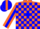 Silk - Orange, blue blocks, blue stripe on