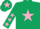 Silk - Dark Green, Pink star, stars on sleeves and star on cap