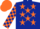 Silk - Dark Blue, Orange stars, checked sleeves, Orange cap