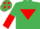 Silk - EMERALD GREEN, red inverted triangle, halved sleeves, red stars on cap